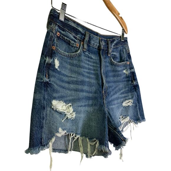AMERICAN EAGLE Shorts 6 90's‎ Mom Zipper Fly Distressed High Rise Frayed Denim - Picture 3 of 15